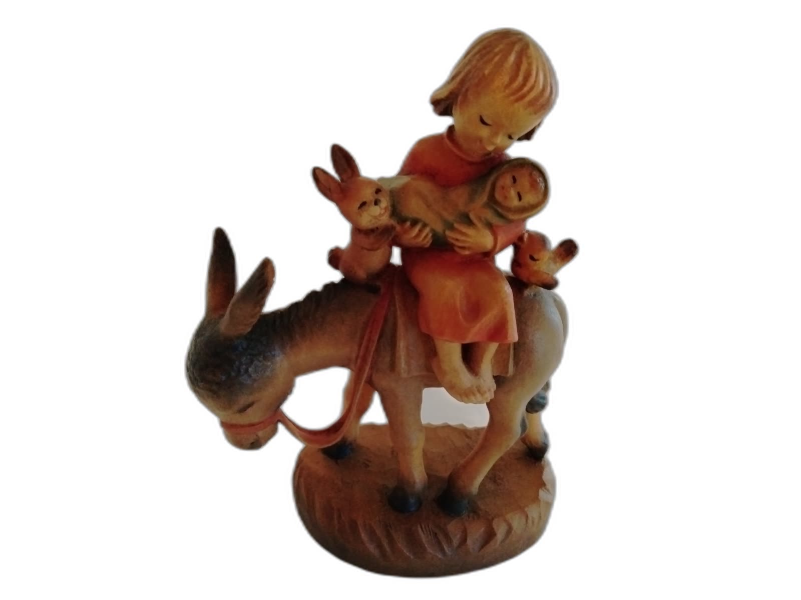 A-041 - Girl Riding Donkey with Baby - Photo 1