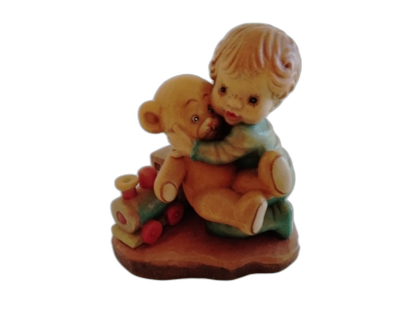 A-080 - Boy with Teddy Bear and Train - Photo 1
