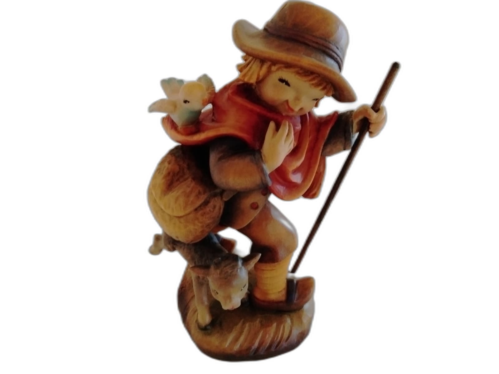 A-111 - Boy with Walking Stick, Bird, and Lamb - Photo 1