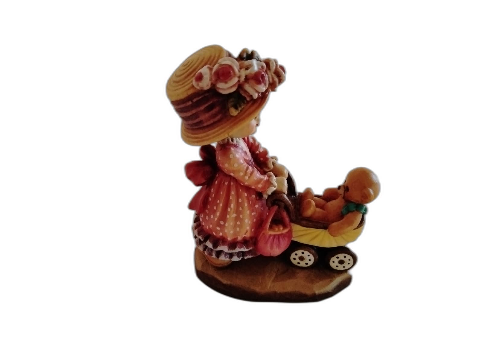 A-117 - Girl Pushing Teddy Bear Pram - Photo 2
