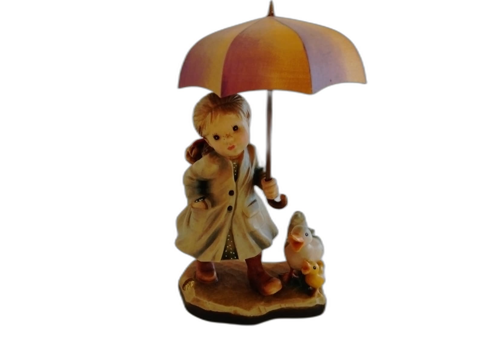 A-147 - Girl in Rain with Umbrella and Ducks - Photo 1