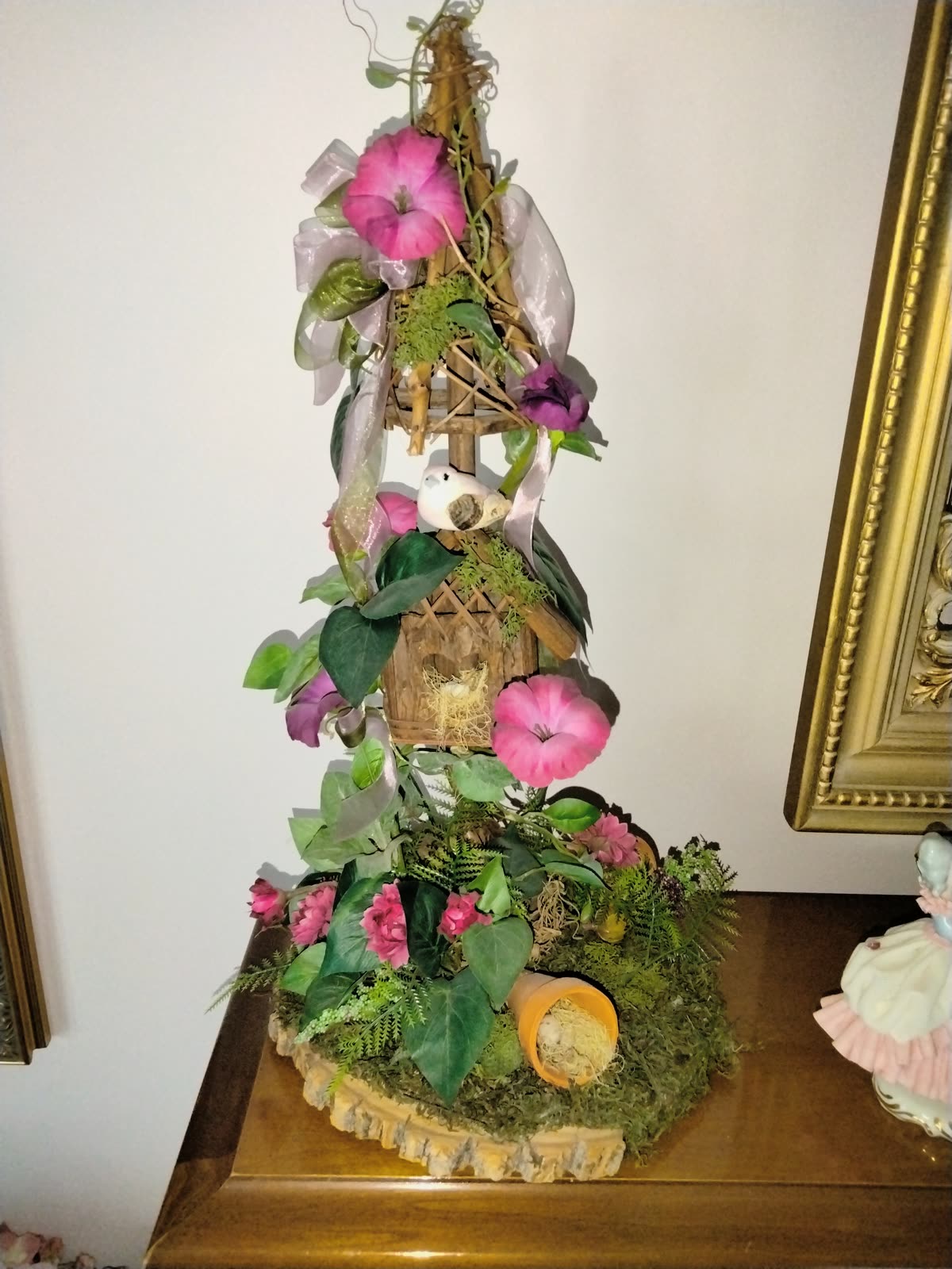 FL-023 Decorative Birdhouse Floral Arrangement image 1