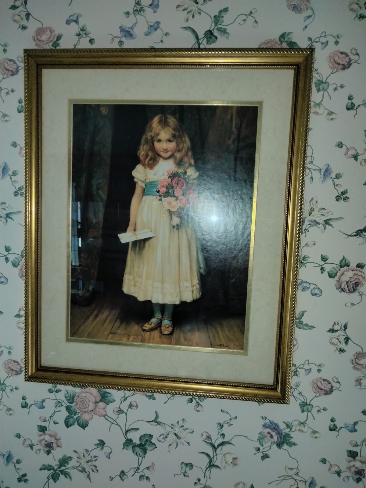 PI-004 Framed Portrait Print Of Girl With Flowers image 1