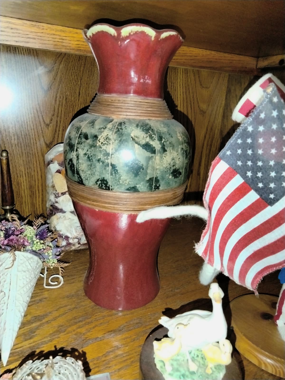 FL-004 Red And Green Decorative Pottery Vase image 1